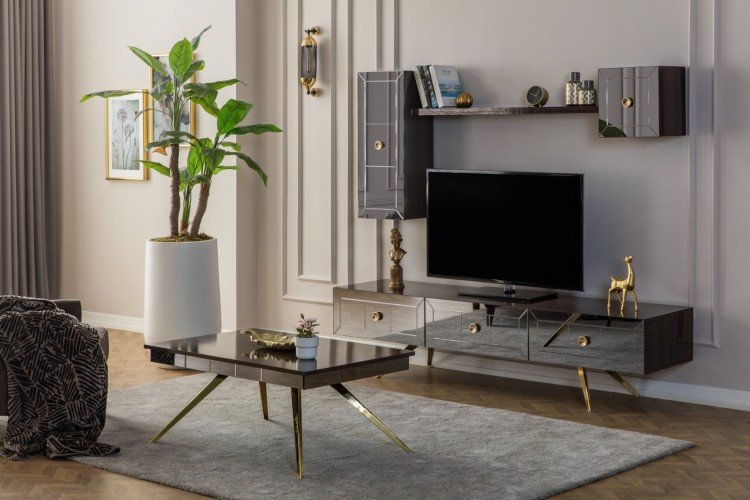 Lexus Tv Ünitesi (Alt Blok+Üst Blok (2)+Raf) (Ceviz)