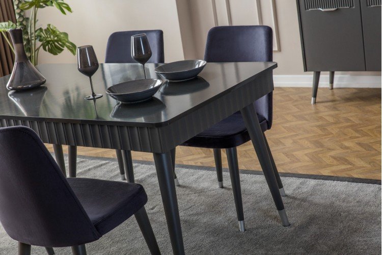 Tesla Yemek Odası Takımı (Antrasit Gri)
