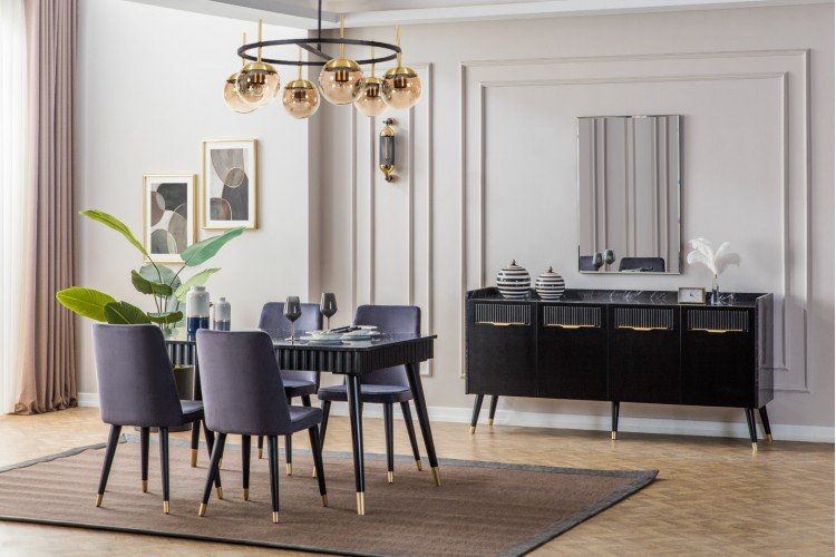 Tesla Yemek Odası Takımı (Siyah)