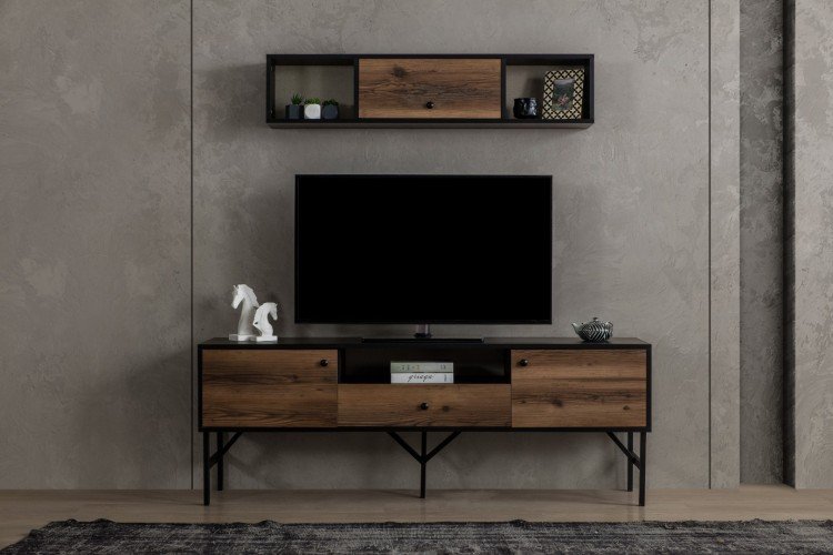 Estrella Tv Ünitesi (Alt Blok +Üst Blok) (Ceviz Siyah)