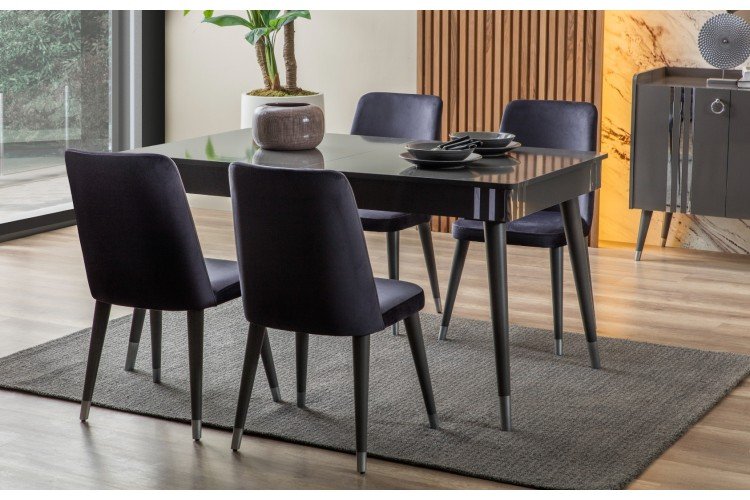 Lotus Yemek Odası Takımı (Antrasit Gri)