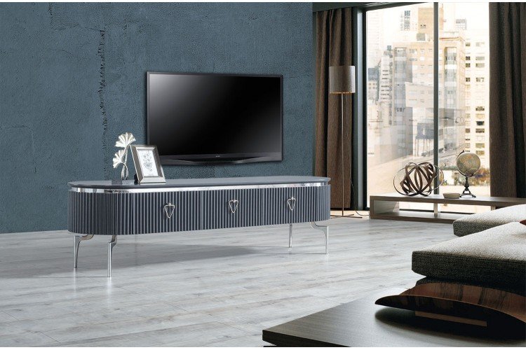 Alyans TV Ünitesi (Antasit Krom) (TV sehpası + üst raf)