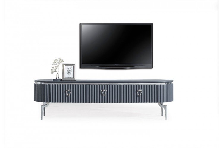 Alyans TV Ünitesi (Antasit Krom) (TV sehpası + üst raf)