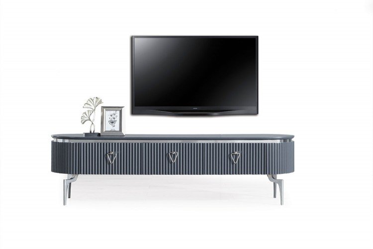 Alyans TV Ünitesi (Antasit Krom) (TV sehpası + üst raf)