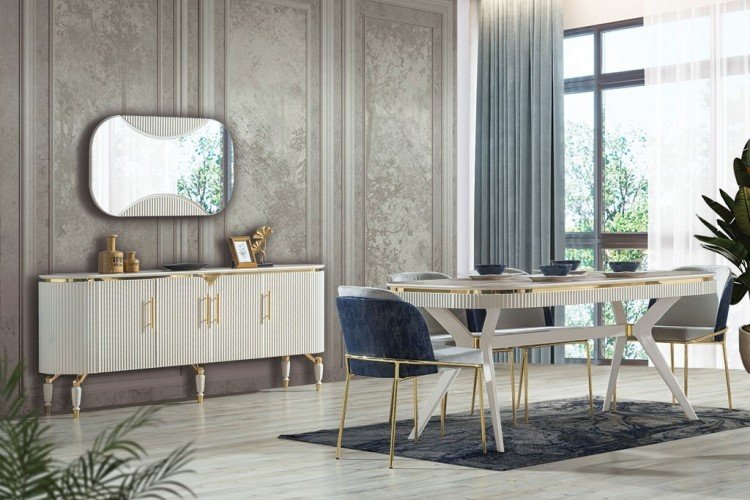 Alyans Yemek Odası Takımı (Krem+Ceviz)