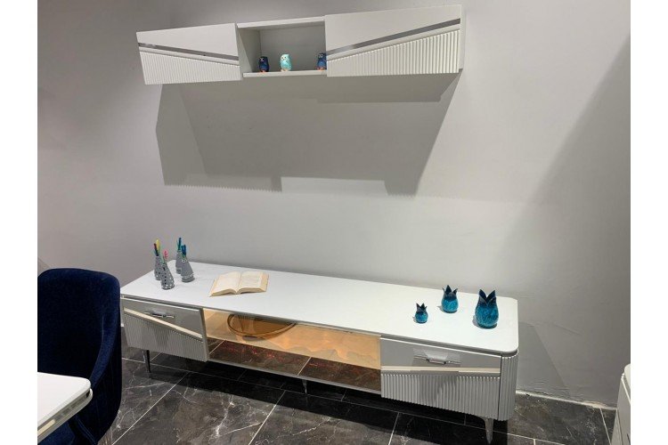 Zenn TV Ünitesi (Sis Gri)  (TV sehpası + üst raf)