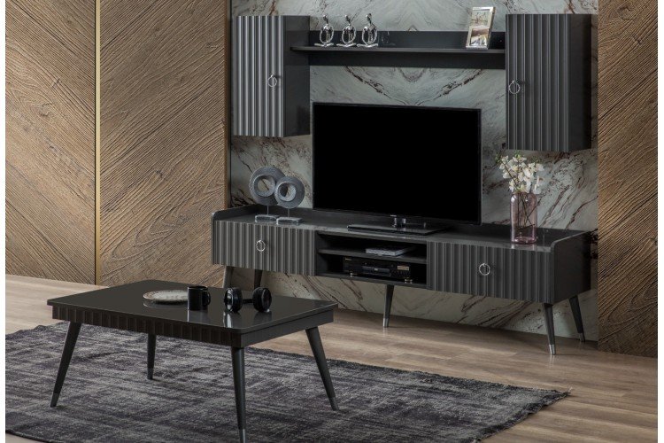 Valor Tv Ünitesi (Alt Blok +Üst Blok (2)+Raf) (Antrasit Gri)