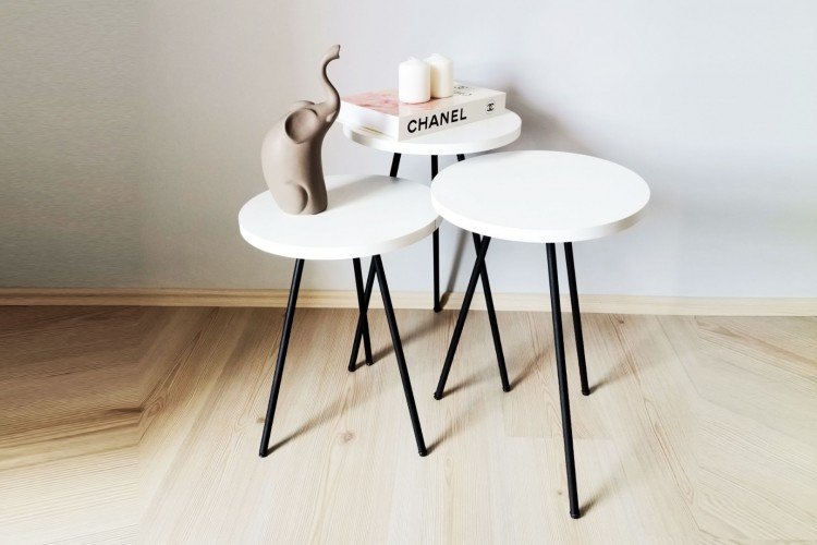 Ring Zigon Sehpa (Beyaz/Ceviz)