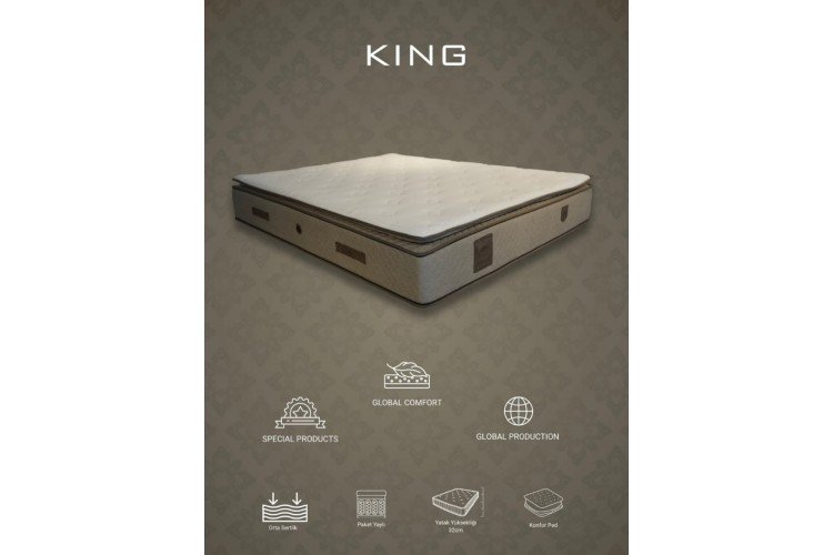 King Paket Yaylı 31 cm Yatak 160x200