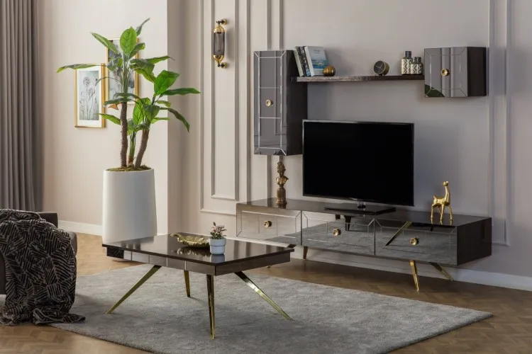 Lexus Tv Ünitesi (Alt Blok+Üst Blok (2)+Raf) (Ceviz)