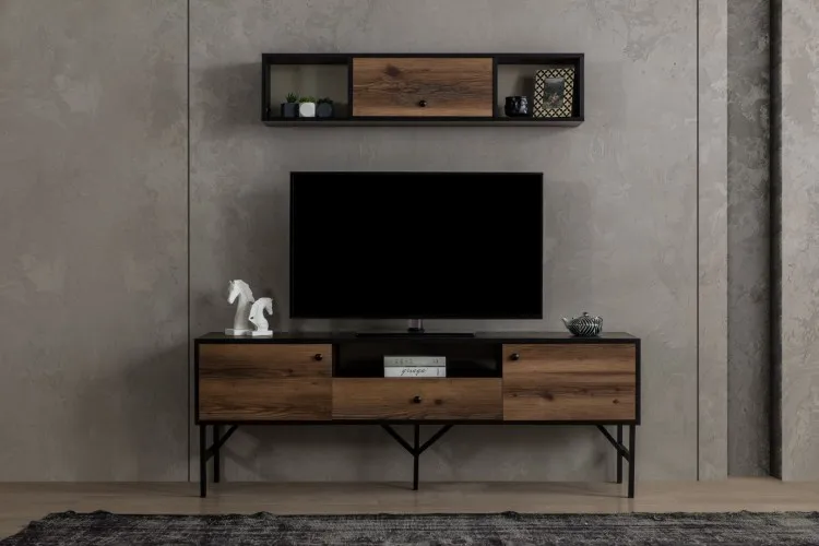 Estrella Tv Ünitesi (Alt Blok +Üst Blok) (Ceviz Siyah)