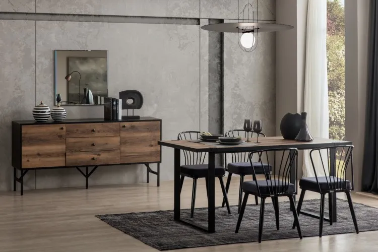 Estrella Yemek Odası Takımı (Ceviz Siyah)