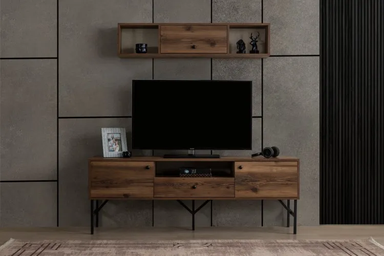 Estrella Tv Ünitesi (Alt Blok+ Üst Blok)  (Ceviz)