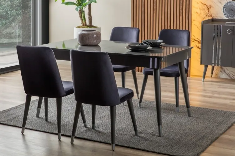 Lotus Yemek Odası Takımı (Antrasit Gri)