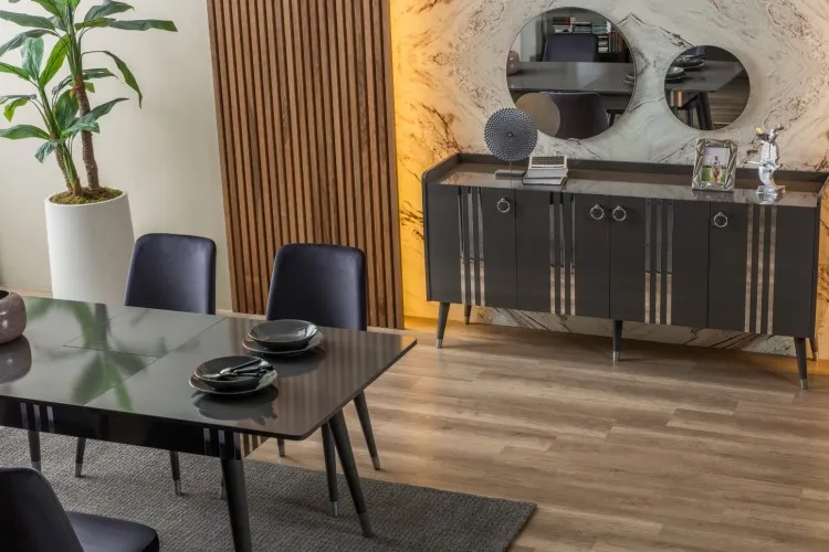 Lotus Yemek Odası Takımı (Antrasit Gri)
