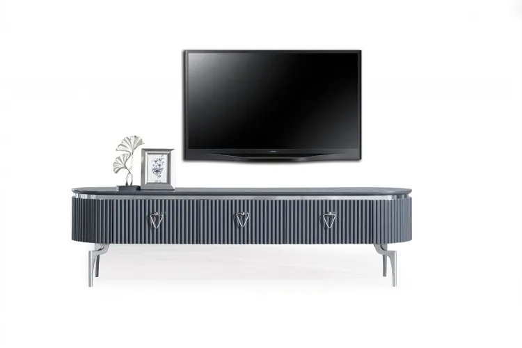 Alyans TV Ünitesi (Antasit Krom) (TV sehpası + üst raf)