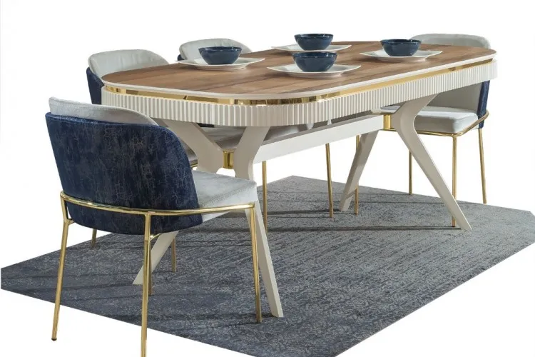 Alyans Yemek Odası Takımı (Krem+Ceviz)