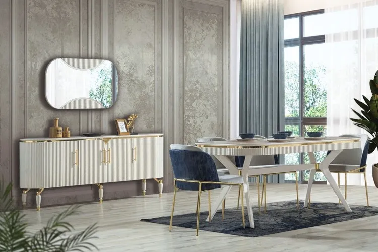 Alyans Yemek Odası Takımı (Krem+Ceviz)